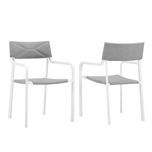 Modway EEI-3962-WHI-GRY Raleigh Lounge & Deep Seating Sets, Two Dining Armchairs, White Gray