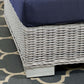 Modway Conway Sunbrella Outdoor Patio Wicker Rattan Corner Chair Light Gray Navy MDY-EEI-3970-LGR-NAV