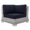 Modway Conway Sunbrella Outdoor Patio Wicker Rattan, Corner Chair, Light Gray Navy