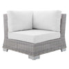 Modway Conway Sunbrella Outdoor Patio Wicker Rattan, Corner Chair, Light Gray White