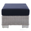 Conway Sunbrella® Outdoor Patio Wicker Rattan Ottoman in Light Gray Navy MDY-EEI-3971-LGR-NAV