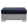 Conway Sunbrella® Outdoor Patio Wicker Rattan Ottoman in Light Gray Navy MDY-EEI-3971-LGR-NAV