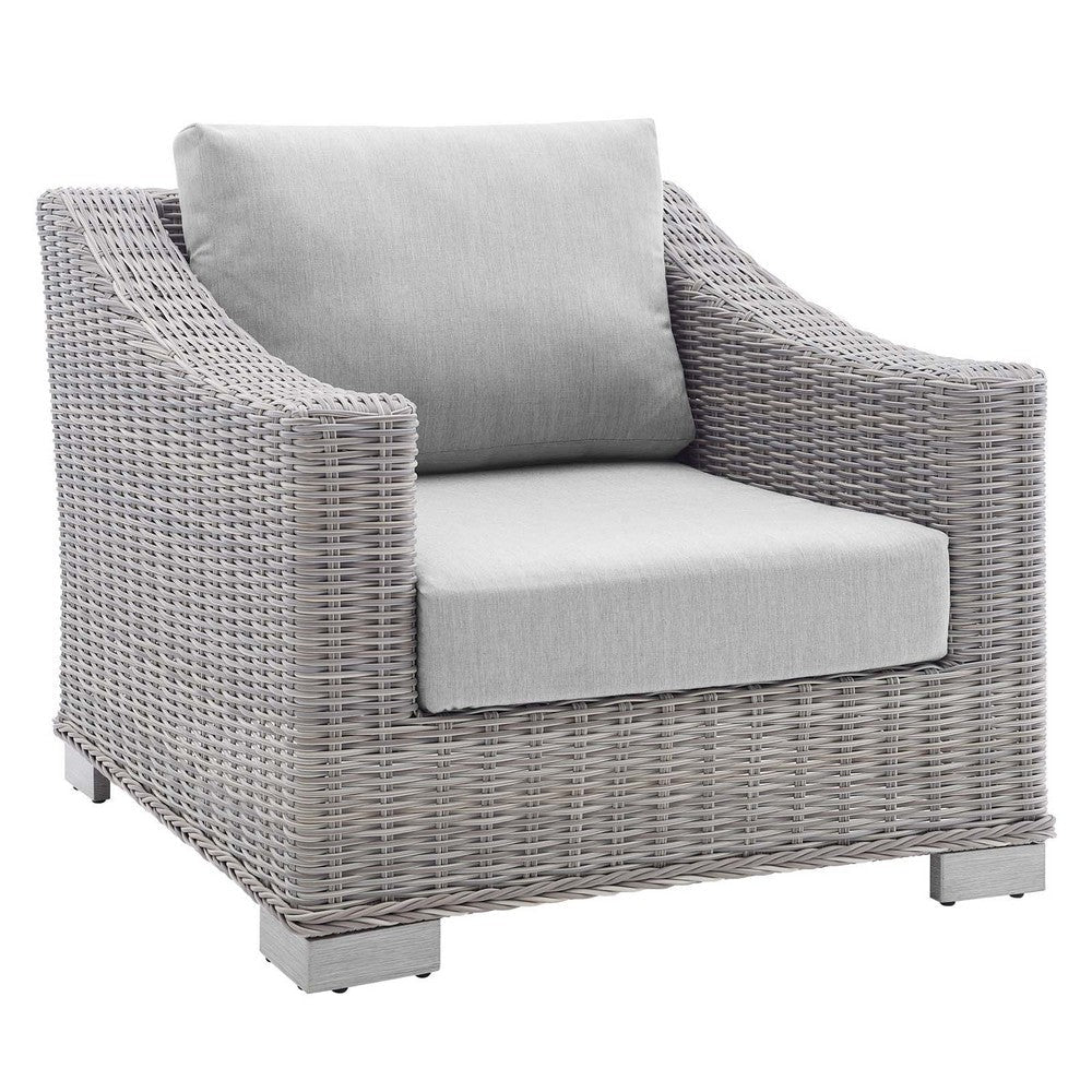 Modway Conway Sunbrella Outdoor Patio Wicker Rattan, Armchair, Light Gray Gray