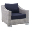 Modway Conway Sunbrella Outdoor Patio Wicker Rattan, Armchair, Light Gray Navy