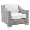 Modway Conway Sunbrella Outdoor Patio Wicker Rattan, Armchair, Light Gray White