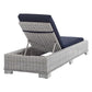 Modway Conway Sunbrella Outdoor Patio Wicker Rattan Chaise Lounge Light Gray Navy MDY-EEI-3978-LGR-NAV