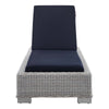 Modway Conway Sunbrella Outdoor Patio Wicker Rattan Chaise Lounge Light Gray Navy MDY-EEI-3978-LGR-NAV