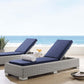 Modway Conway Sunbrella Outdoor Patio Wicker Rattan Chaise Lounge Light Gray Navy MDY-EEI-3978-LGR-NAV