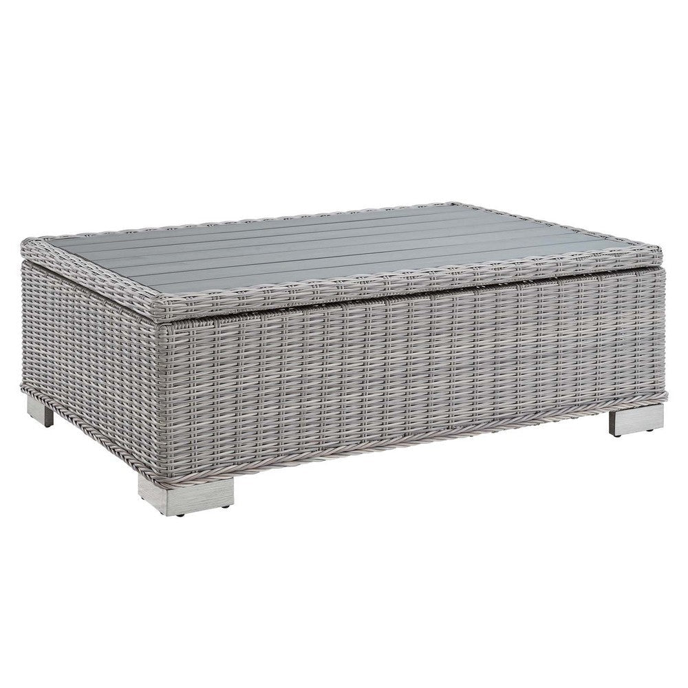 Modway EEI-3982-LGR Conway Outdoor Patio Wicker Rattan Coffee Table, Light Gray, 15" x 45" x 31"