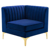 Modway Triumph Channel Tufted Performance Velvet Sectional Sofa Corner Chair, Navy, 31.5 x 31.5 x 30.5