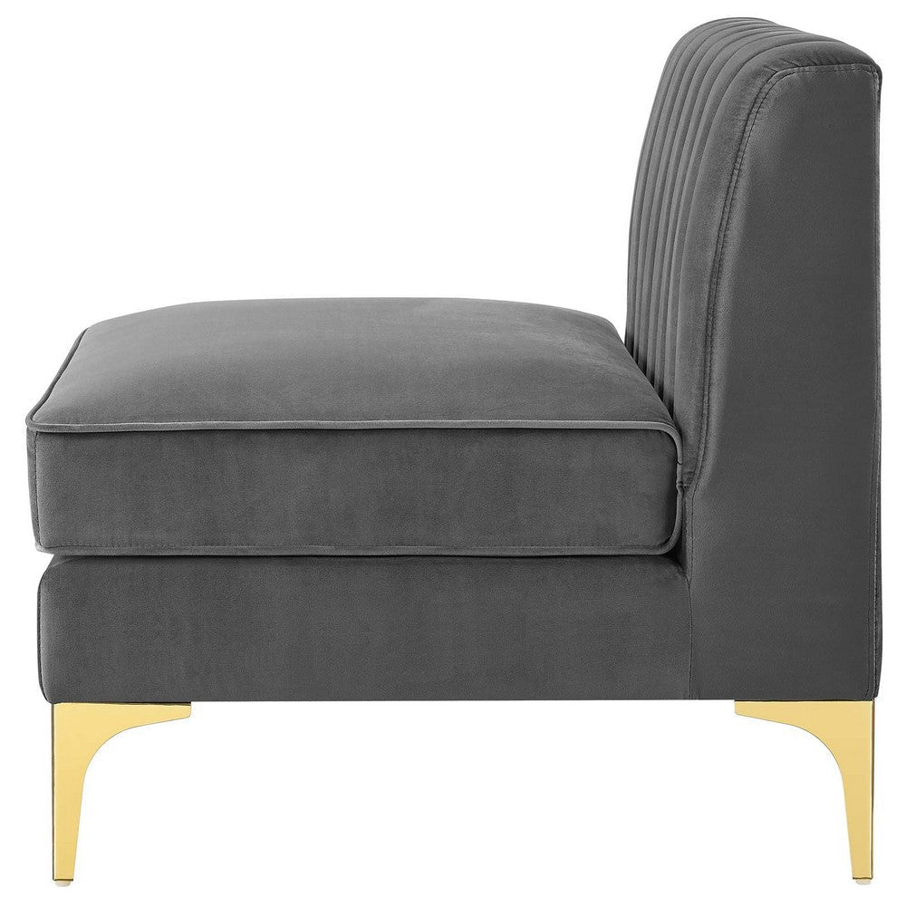 Triumph Channel Tufted Performance Velvet Armless Chair - No Shipping Charges MDY-EEI-3984-GRY