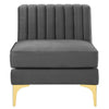 Triumph Channel Tufted Performance Velvet Armless Chair - No Shipping Charges MDY-EEI-3984-GRY