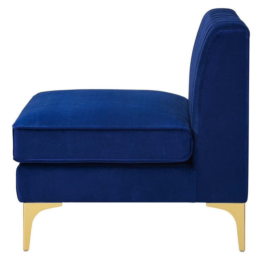 Triumph Channel Tufted Performance Velvet Armless Chair - No Shipping Charges MDY-EEI-3984-GRY