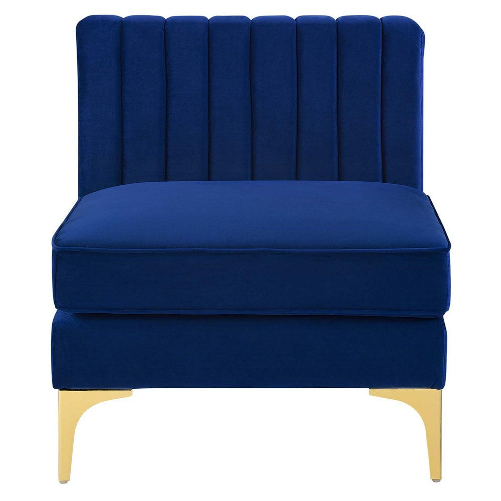 Triumph Channel Tufted Performance Velvet Armless Chair - No Shipping Charges MDY-EEI-3984-NAV