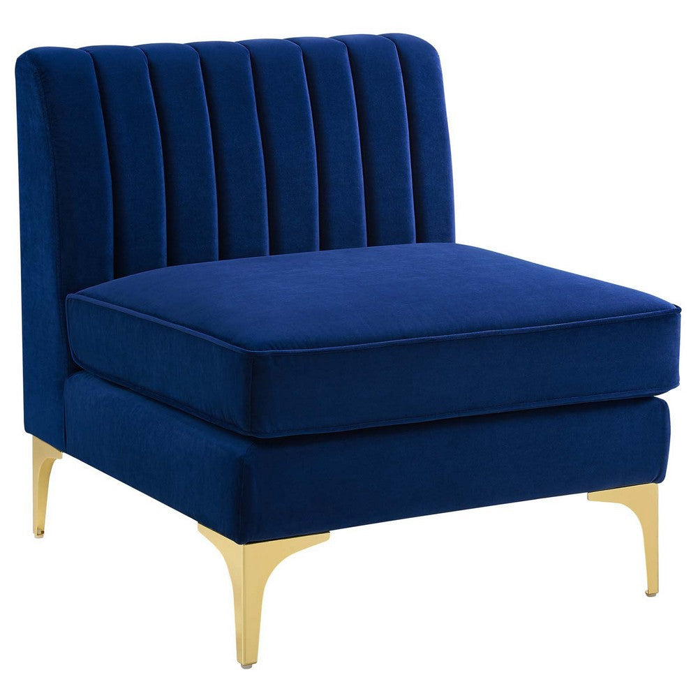 Modway Triumph Channel Tufted Performance Velvet Armless Chair, Navy