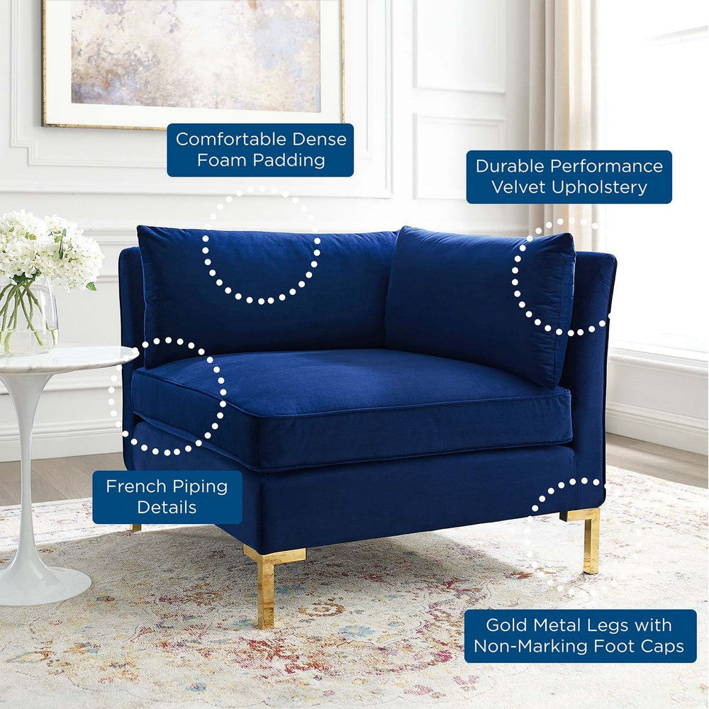 Modway Ardent Performance Velvet Corner Chair Navy MDY-EEI-3985-NAV