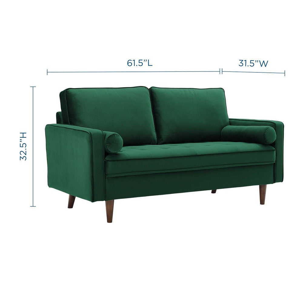 Valour Performance Velvet Loveseat - No Shipping Charges MDY-EEI-4004-GRN