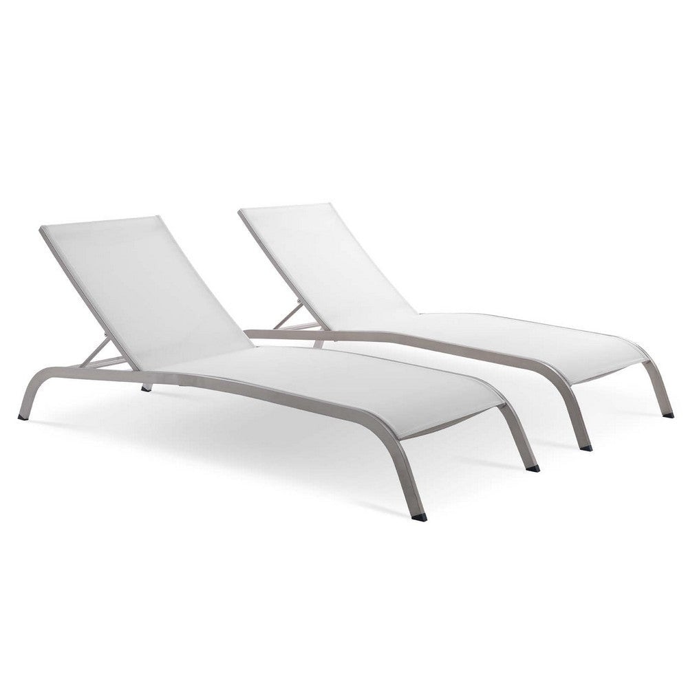 Modway EEI-4005-WHI Savannah Chaise Set, Two Lounge Chair, White