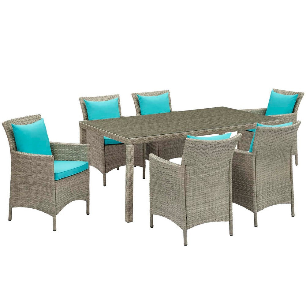 Modway Conduit, 7 Piece Dining Set, Turquoise