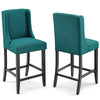 Modway Baron Counter Stool Upholstered Fabric Set of 2, Teal