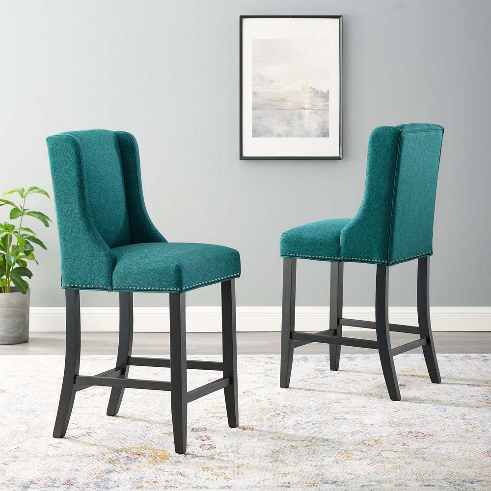 Modway Baron Counter Stool Upholstered Fabric Set of 2 Teal MDY-EEI-4016-TEA