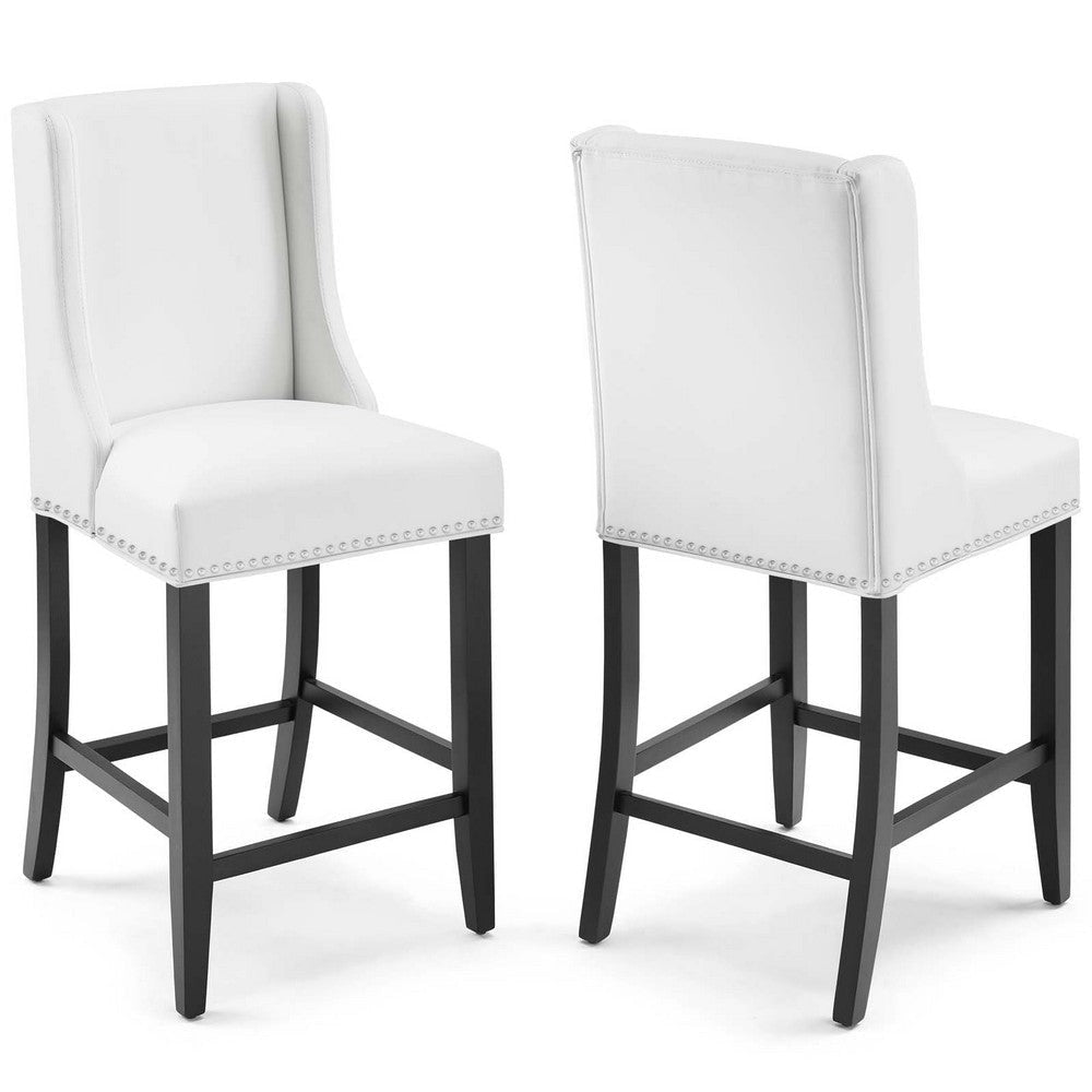 Modway Baron Counter Stool Faux Leather Set of 2, White