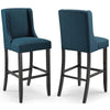 Modway Baron Bar Stool Upholstered Fabric Set of 2, Azure