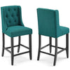 Modway Baronet Tufted Button Upholstered Fabric Counter Bar Stool Set of 2 in Teal