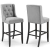 Modway Baronet Bar Stool Upholstered Fabric Set of 2, Light Gray