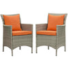 Modway EEI-4027-LGR-ORA Conduit Outdoor Patio Wicker Rattan Dining Armchair Set of 2, Light Gray Orange