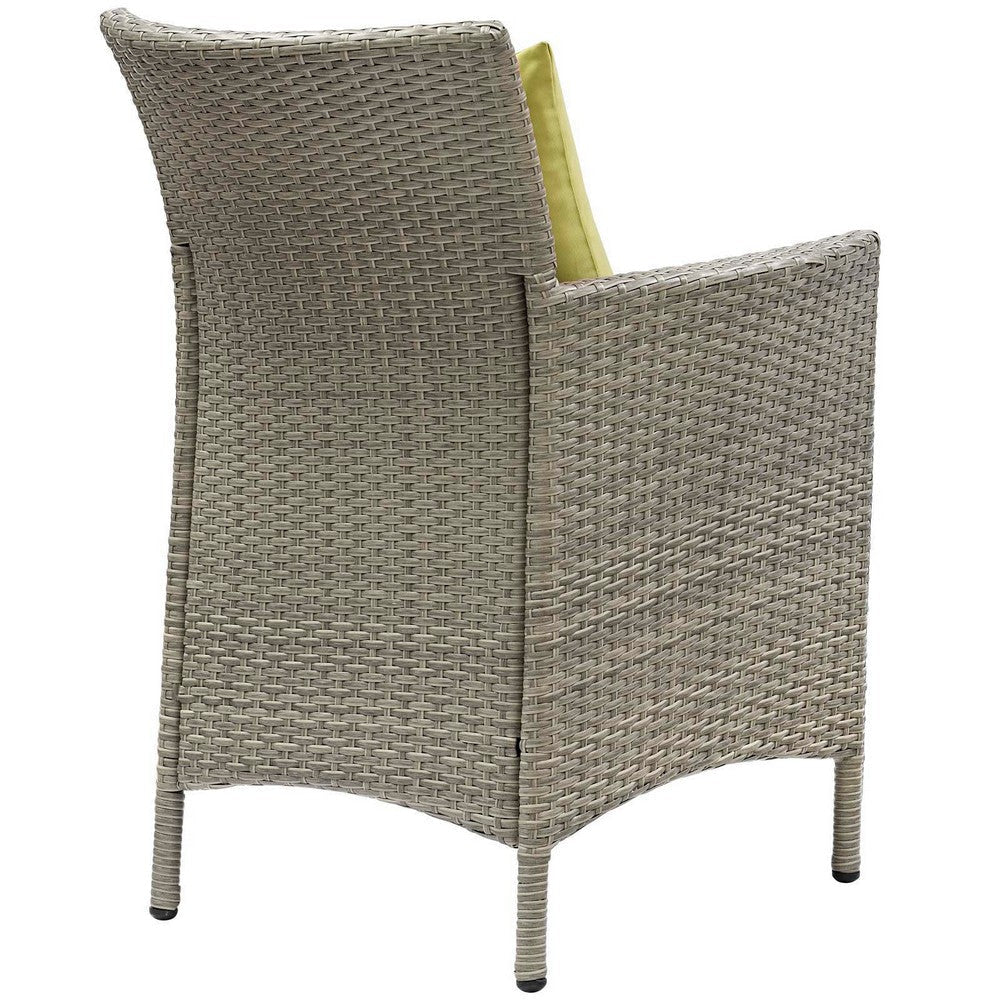 Modway EEI-4027-LGR-PER Conduit Outdoor Patio Wicker Rattan Dining Armchair Set of 2 Light Gray Peridot MDY-EEI-4027-LGR-PER