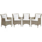 Modway EEI-4028-LGR-WHI Conduit Outdoor Patio Wicker Rattan Dining Armchair Set of 4, Light Gray White