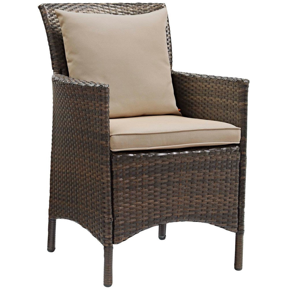 Modway EEI-4030-BRN-BEI Conduit Outdoor Patio Wicker Rattan Dining Armchair Set of 2 Brown Beige MDY-EEI-4030-BRN-BEI