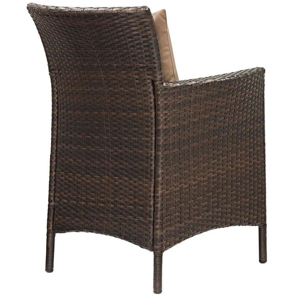 Modway EEI-4030-BRN-MOC Conduit Outdoor Patio Wicker Rattan Dining Armchair Set of 2 Brown Mocha MDY-EEI-4030-BRN-MOC