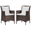 Modway EEI-4030-BRN-WHI Conduit Outdoor Patio Wicker Rattan Dining Armchair Set of 2, Brown White