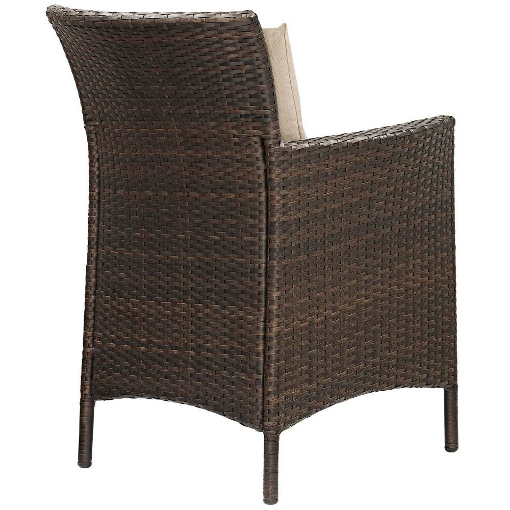 Modway EEI-4031-BRN-BEI Conduit Outdoor Patio Wicker Rattan Dining Armchair Set of 4 Brown Beige MDY-EEI-4031-BRN-BEI