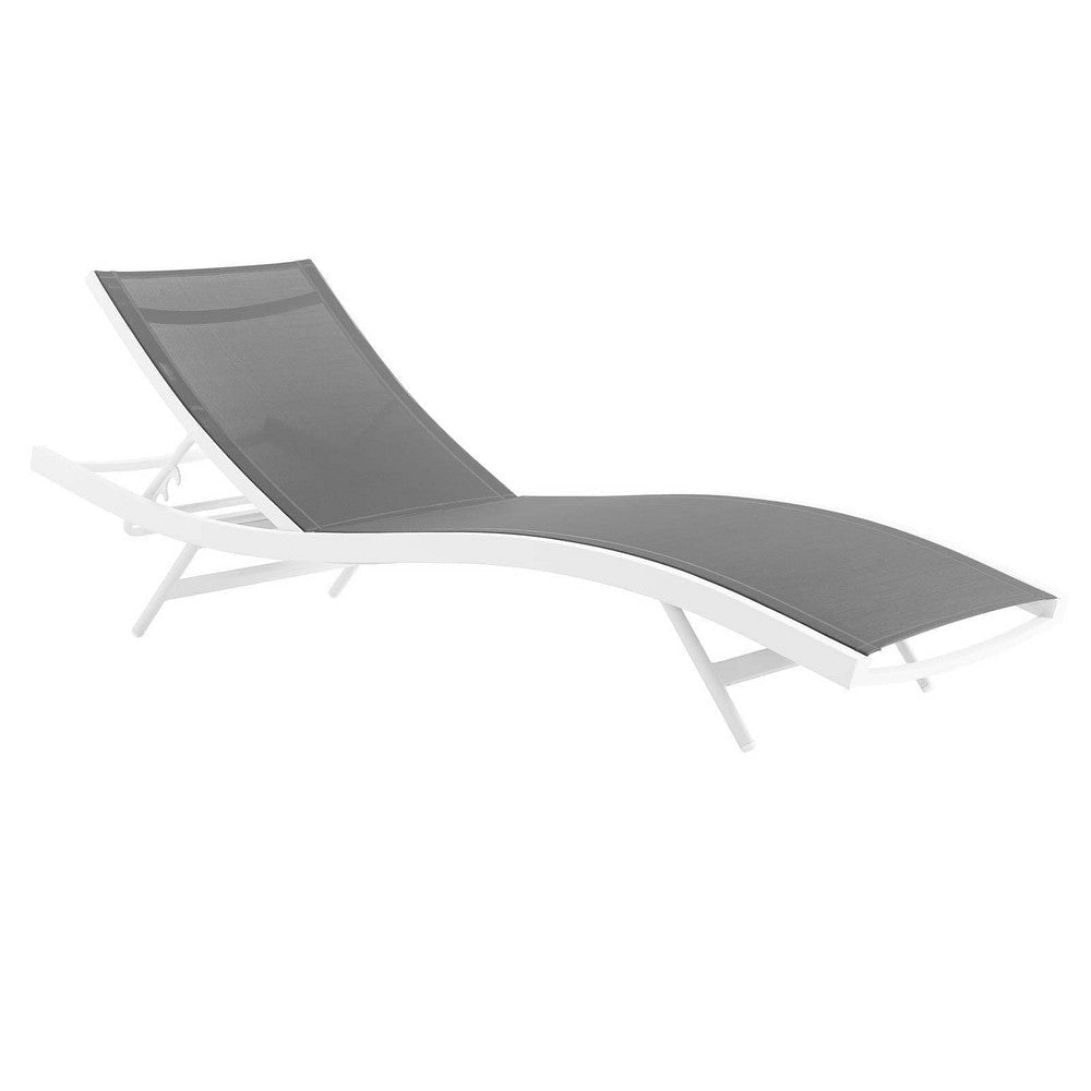 Modway EEI-4038-WHI-GRY Glimpse Outdoor Patio Mesh Chaise Lounge Set of 2 White Gray MDY-EEI-4038-WHI-GRY