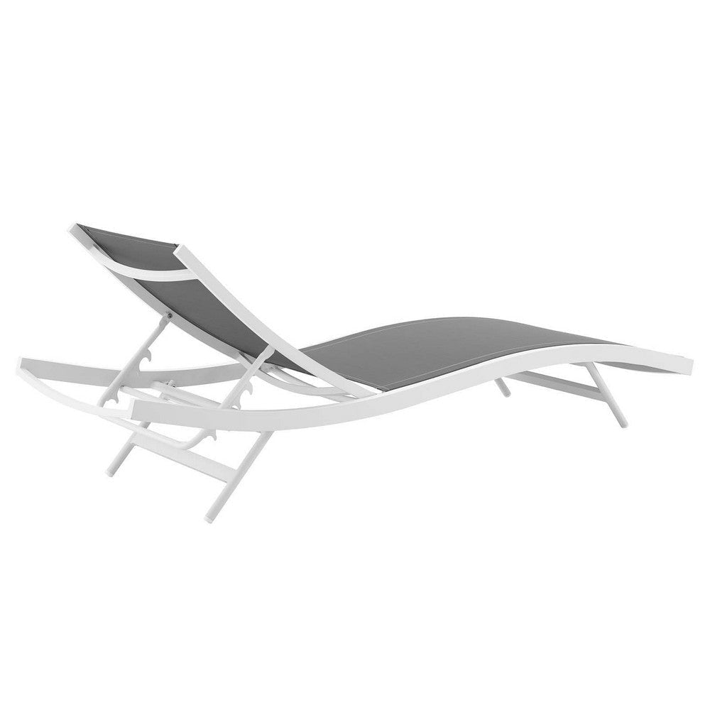 Modway EEI-4038-WHI-GRY Glimpse Outdoor Patio Mesh Chaise Lounge Set of 2 White Gray MDY-EEI-4038-WHI-GRY