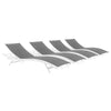 Modway EEI-4039-WHI-GRY Glimpse Outdoor Patio Mesh Chaise Lounge Set of 4, White Gray