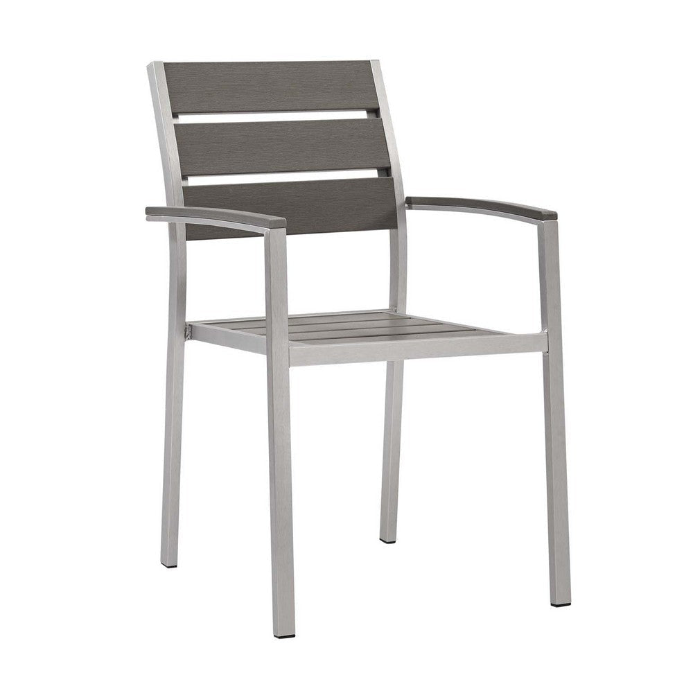 Modway EEI-4042-SLV-GRY Shore Outdoor Patio Armchair Set Silver Gray MDY-EEI-4042-SLV-GRY