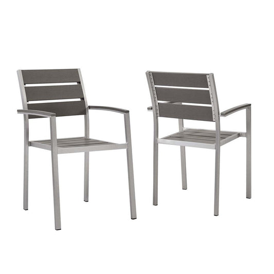 Modway EEI-4042-SLV-GRY Shore Outdoor Patio Armchair Set, Silver Gray