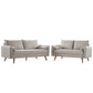 Modway Revive Upholstered Fabric Sofa and Loveseat Set, Beige