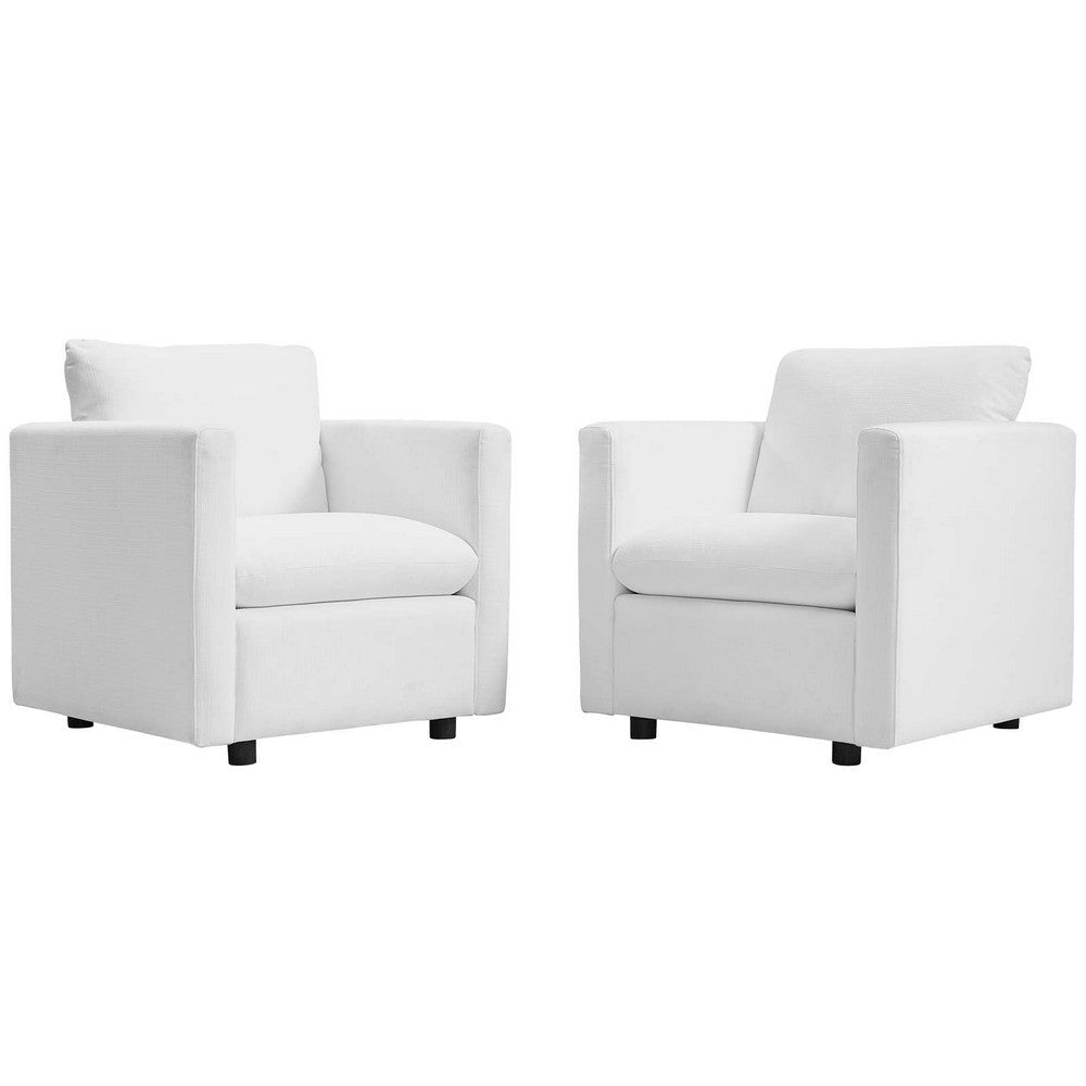 Modway Activate Upholstered Fabric Armchair Set of 2, White