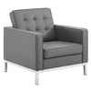 Modway Loft Tufted Upholstered Faux Leather Armchair Set of 2 Silver Gray MDY-EEI-4101-SLV-GRY