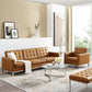 Modway Loft Tufted Upholstered Faux Leather Sofa and Armchair Set Silver Tan MDY-EEI-4104-SLV-TAN-SET