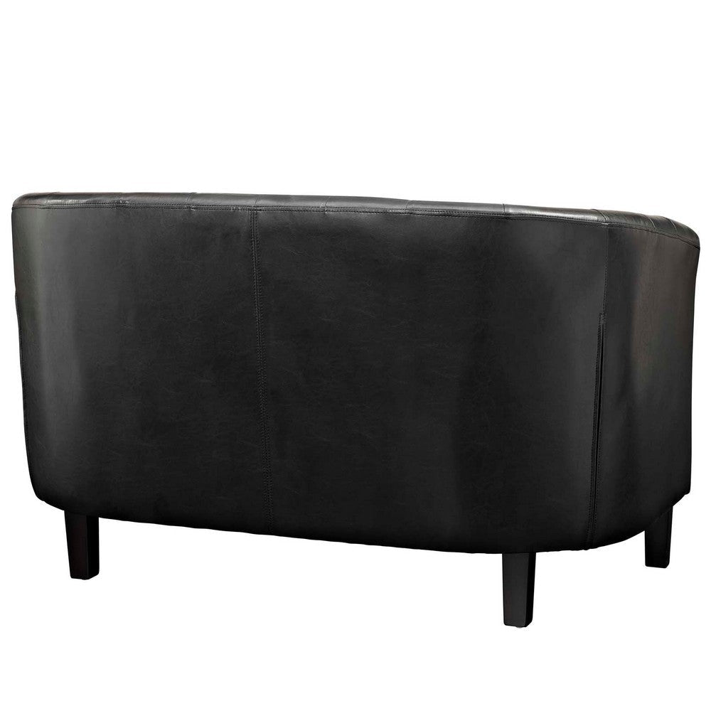 Modway Prospect Upholstered Vinyl Loveseat and Armchair Set Black MDY-EEI-4108-BLK-SET