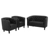 Modway Prospect 3 Piece Upholstered Vinyl Set, Black