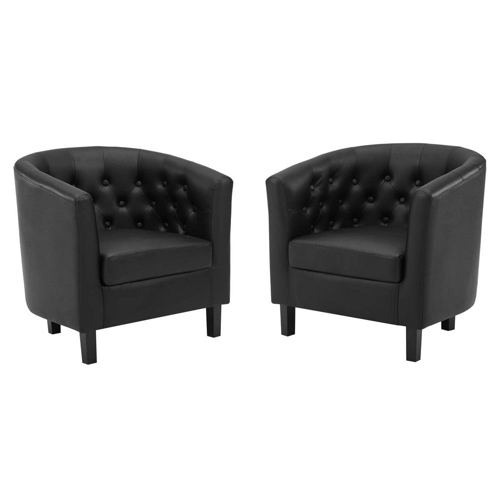 Modway Prospect Upholstered Vinyl Armchair Set of 2, Black