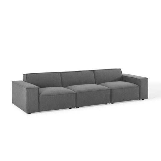 Modway Restore Upholstered Fabric Sectional, 3 Seater Sofa, Charcoal