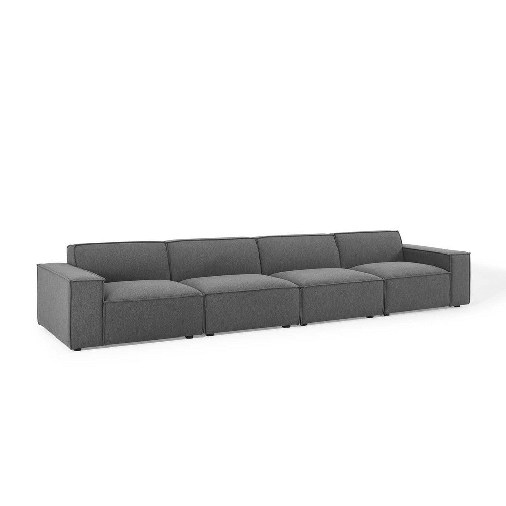 Modway Restore Upholstered Fabric Sectional, 4 Seater Sofa, Charcoal